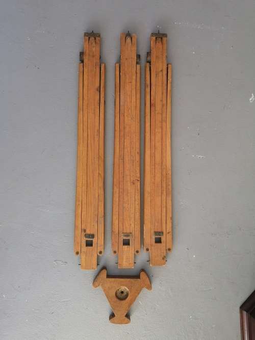 Vintage oak & brass camera tripod