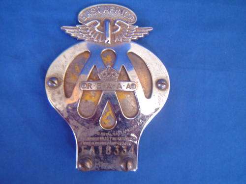 Rare Original Vintage Royal East Africa AA Motor cycle Badge