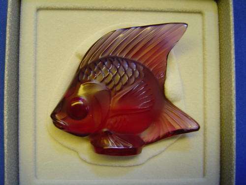 Lalique Paris Glass Fish Cranberry