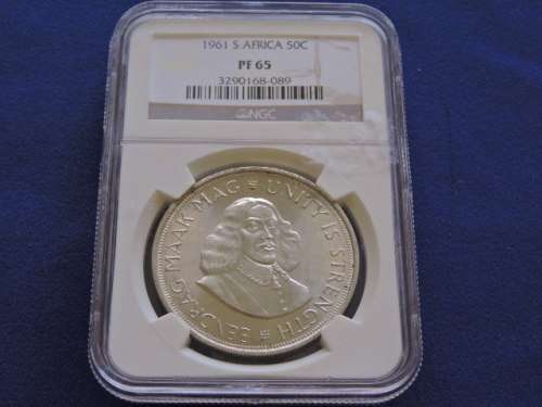 1961 South Africa 5 Shillings Silver Crown Coin PF 65