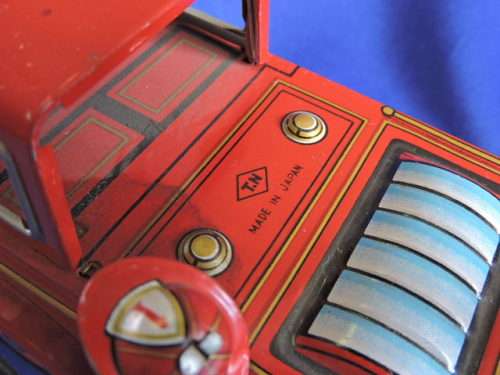 Vintage Japanese Tin Plate FIRE ENGINE with bump and go working motor. #REDUCED TO SELL#