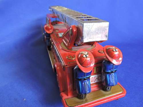 Vintage Japanese Tin Plate FIRE ENGINE with bump and go working motor. #REDUCED TO SELL#