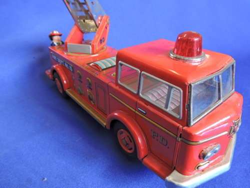 Vintage Japanese Tin Plate FIRE ENGINE with bump and go working motor. #REDUCED TO SELL#