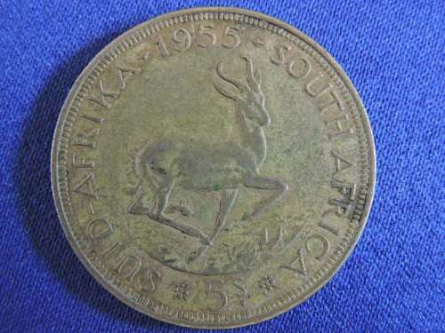 1955 5 SHILLING Low mintage South Africa silver crown coin