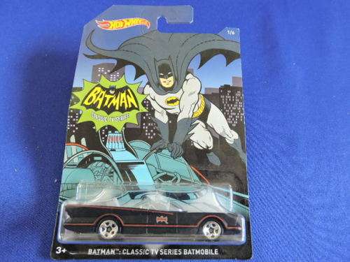 Hot Wheels BATMAN CLASSIC TV SERIES BATMOBILE mattblack 1/6 colour collector pictorial long card..