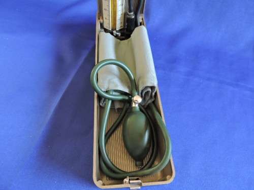 Vintage sphygmomanometer blood pressure medical measuring instrument