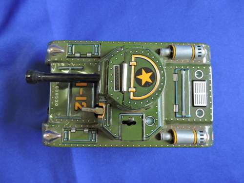 Vintage Japanese Tin Plate Toy Military M12 Tank Wind up and working #REDUCED TO SELL#