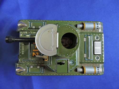 Vintage Japanese Tin Plate Toy Military M12 Tank Wind up and working #REDUCED TO SELL#