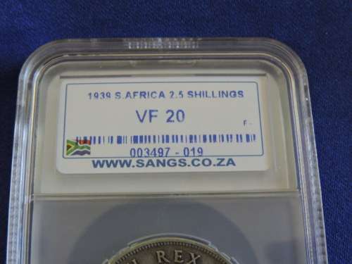 1939  2 1/2 Shilling Half crown Silver graded coin  slabbed