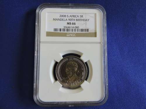 2008 South Africa Mandela R5 coin Graded MS 66
