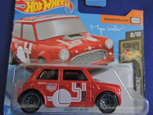 Hot Wheels MORRIS MINI Nightburnerz 8/10 Red Short Card # MINI MANIA # ..# HW BLOW OUT SALE #.