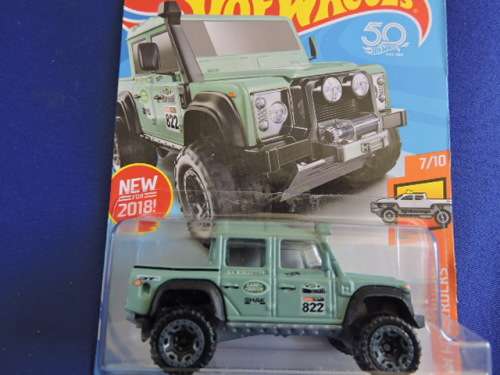 Hot Wheels Land Rover Defender Double Cab ( Teal Blue/Green ) Long Card  # BAKKIE BONANZA #......