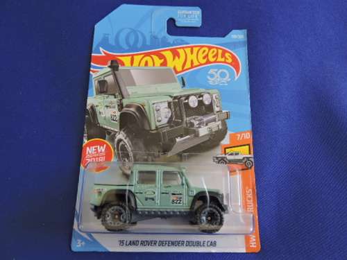 Hot Wheels Land Rover Defender Double Cab ( Teal Blue/Green ) Long Card  # BAKKIE BONANZA #......