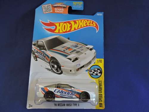 Hot Wheels NISSAN 180 SX Type X like Datsun ( White Reddy ) Long Card.