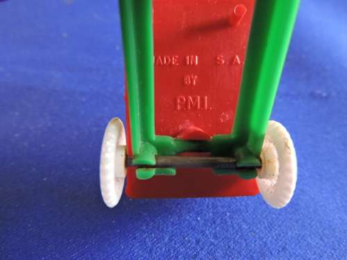 South African plastic toy truck. Not Dinky Corgi Matchbox or Hot Wheel (Green cab Red bin)