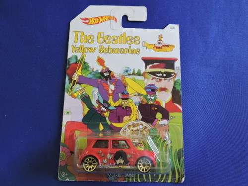 Hot Wheels MORRIS MINI ( The Beatles Yellow Submarine ) Long Card # MINI MANIA # .....