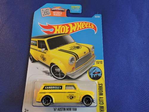 Hot Wheels AUSTIN MINI VAN ( Campbells Yellow ) Long Card  # MINI MANIA # ....