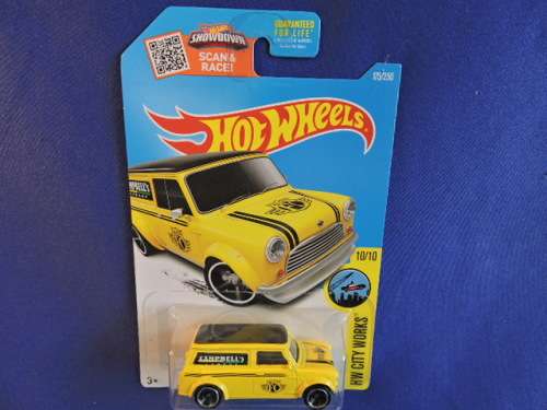 Hot Wheels AUSTIN MINI VAN ( Campbells Yellow ) Long Card  # MINI MANIA # ....