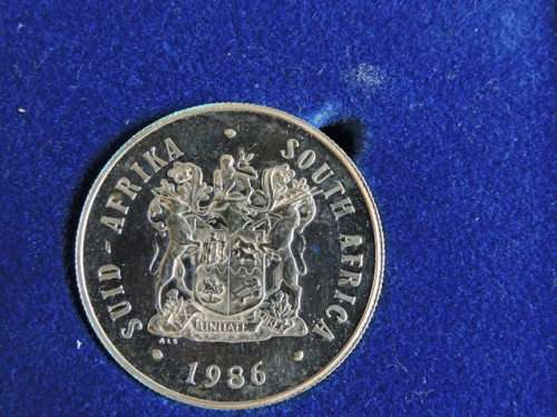 1986 Silver PROOF ONE RAND R1 Johannesburg coin SAM Box