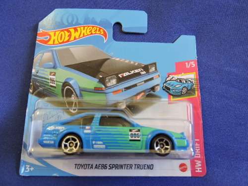 Hot Wheels TOYOTA  AE86 SPRINTER TRUENO ( Blue green Black bonnet ) Short Card