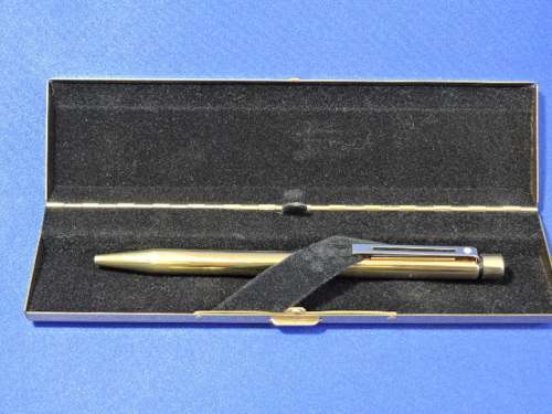 Shaeffer White Dot Imperial Brass ball point pen Metal Cased with valvet bag.