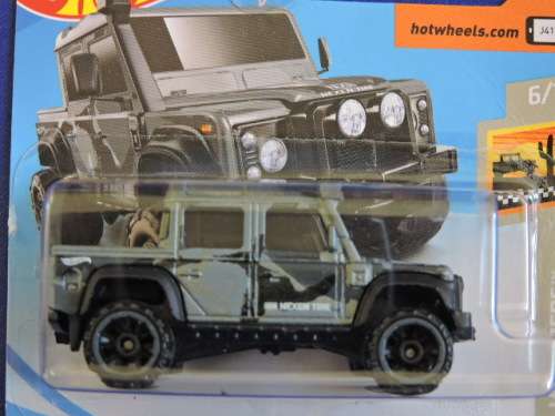 Hot Wheels LAND ROVER DEFENDER DOUBLE CAB ( Grey camo ) Short card # BAKKIE BONANZA #.............