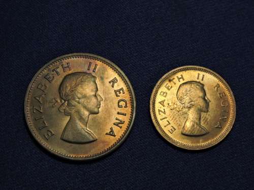 1960 South Africa Suid Afrika Quarter Penny (Farthing) and Half Penny 1/2d  # Crazy Bargain Coin #