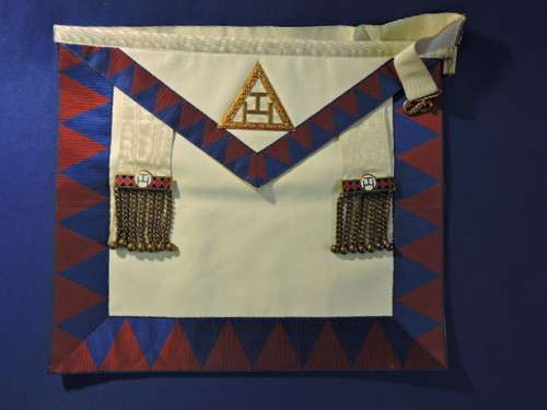 MASONIC Apron Royal Arch companion`s apron with enameled Truple Ta and matching Sash
