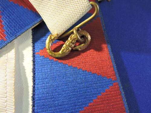 MASONIC Apron Royal Arch companion`s apron with enameled Truple Ta and matching Sash