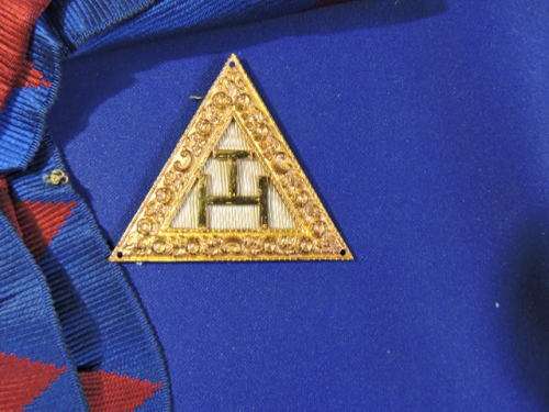 MASONIC Apron Royal Arch companion`s apron with enameled Truple Ta and matching Sash