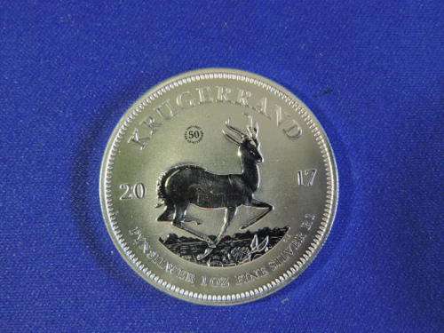2017 1 oz Silver Krugerrand  Launch edition with 50th Annev mark, encapsulated with Certificate.