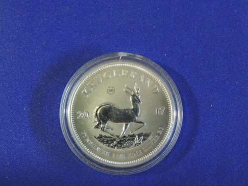 2017 1 oz Silver Krugerrand  Launch edition with 50th Annev mark, encapsulated with Certificate.