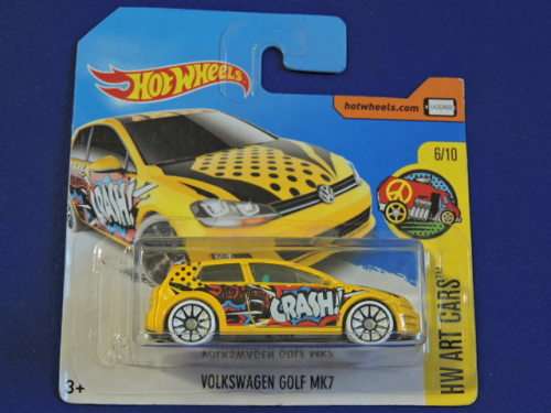 Hot Wheels Volkswagen VW Golf MK7 ( Yellow Crash ) Short Card