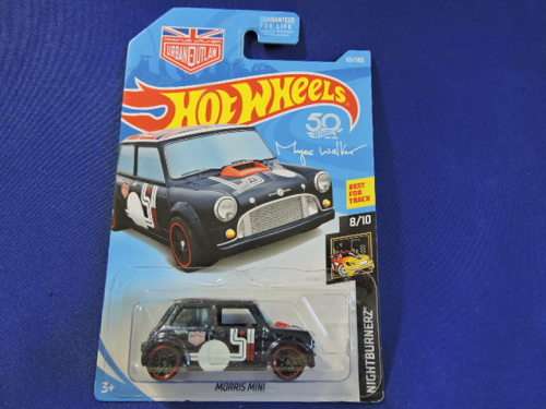 Hot Wheels MORRIS MINI ( 8/10 NIGHTBURNERZ ) Long Card    # MINI MANIA #