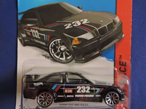 Hot Wheels BMW M3 E36 ( Black # 232 ) Dolphin shape Long Card......