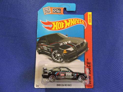Hot Wheels BMW M3 E36 ( Black # 232 ) Dolphin shape Long Card......