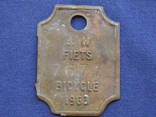Brass Bicycle License JM Fiets 1963    D49