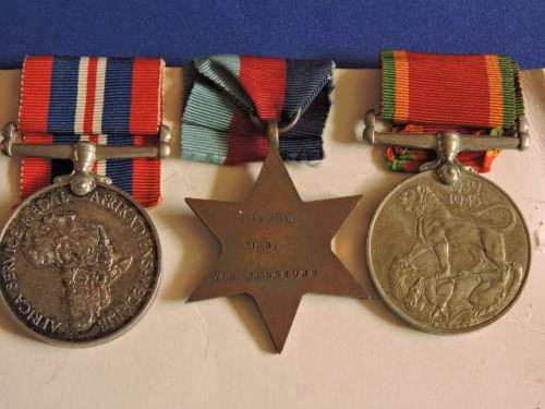 WW2 Medal x3 grouping with certificate issued to J.D Van Rensburg