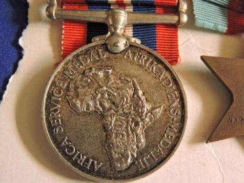WW2 Medal x3 grouping with certificate issued to J.D Van Rensburg