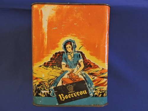 Vintage Afrikana Boervrou Koffie Blik  Coffee Tin