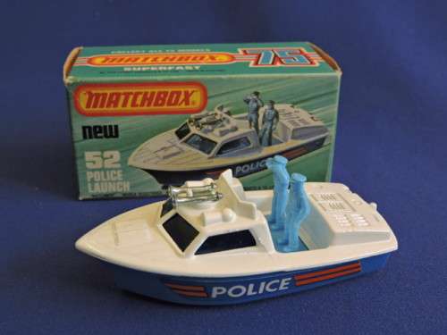 Matchbox NEW 52 POLICE LAUNCH Boat Mint in Box  Like Hot Wheels