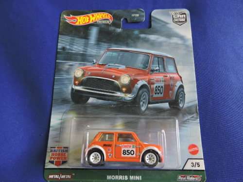 Hot Wheels MORRIS MINI ( Orange #850 ) Premium Car Culture Full metal & Real Riders.