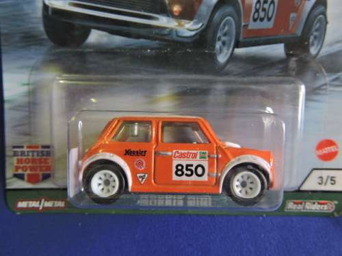 Hot Wheels MORRIS MINI ( Orange #850 ) Premium Car Culture Full metal & Real Riders.