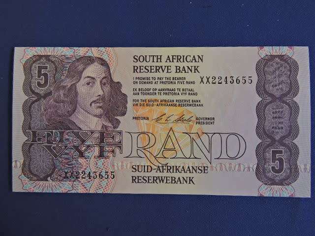 South African Reserve Bank R5 Five Rand Bank note CL Stals Replacement Note XX