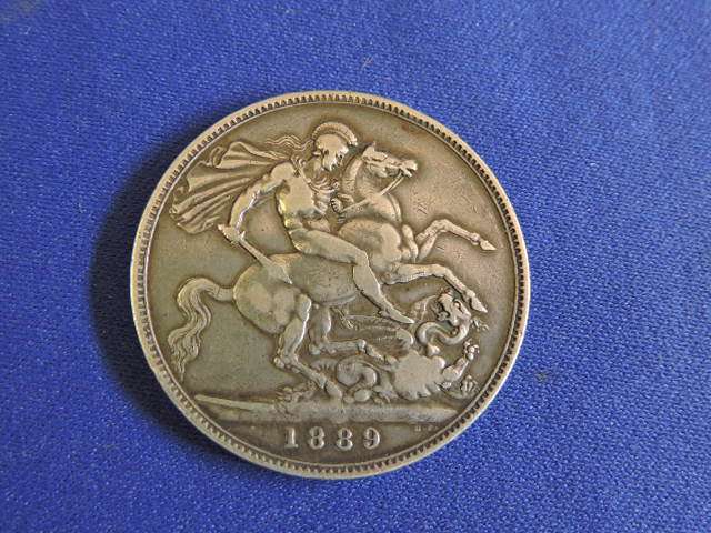 1889 5 Shilling Crown Silver coin  .925 Silver