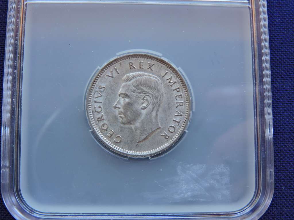 1942 SA Union 1 Shilling Silver Coin Graded AU 53
