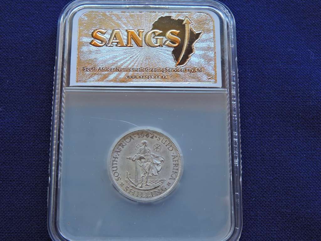 1942 SA Union 1 Shilling Silver Coin Graded AU 53