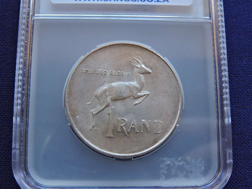 1966 SA R1 Rand Silver Coin Afrikaans  Graded MS64 (UNC)