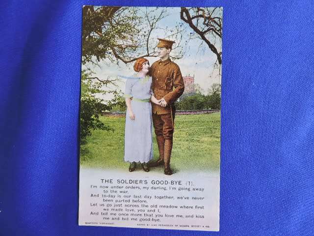WW1 The Soldiers Good-Bye Postcard Bamforth Song Cards set of 3 No 4843/1/2/3 Military