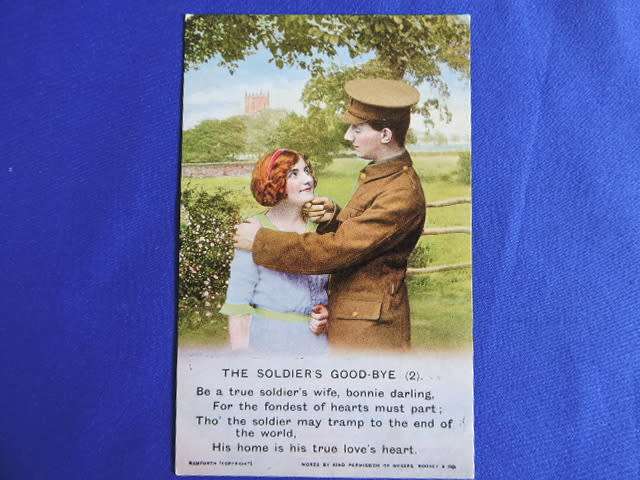WW1 The Soldiers Good-Bye Postcard Bamforth Song Cards set of 3 No 4843/1/2/3 Military